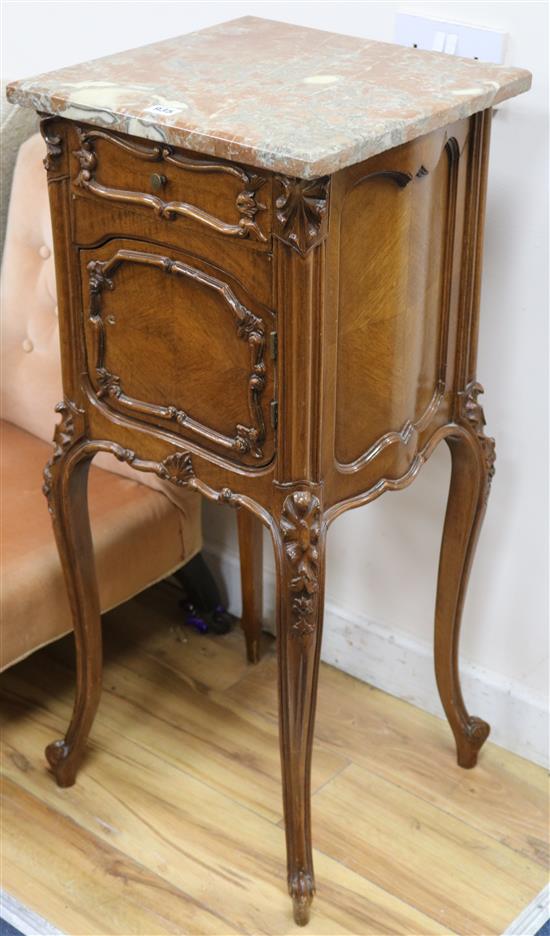 A French marble top bedside cupboard